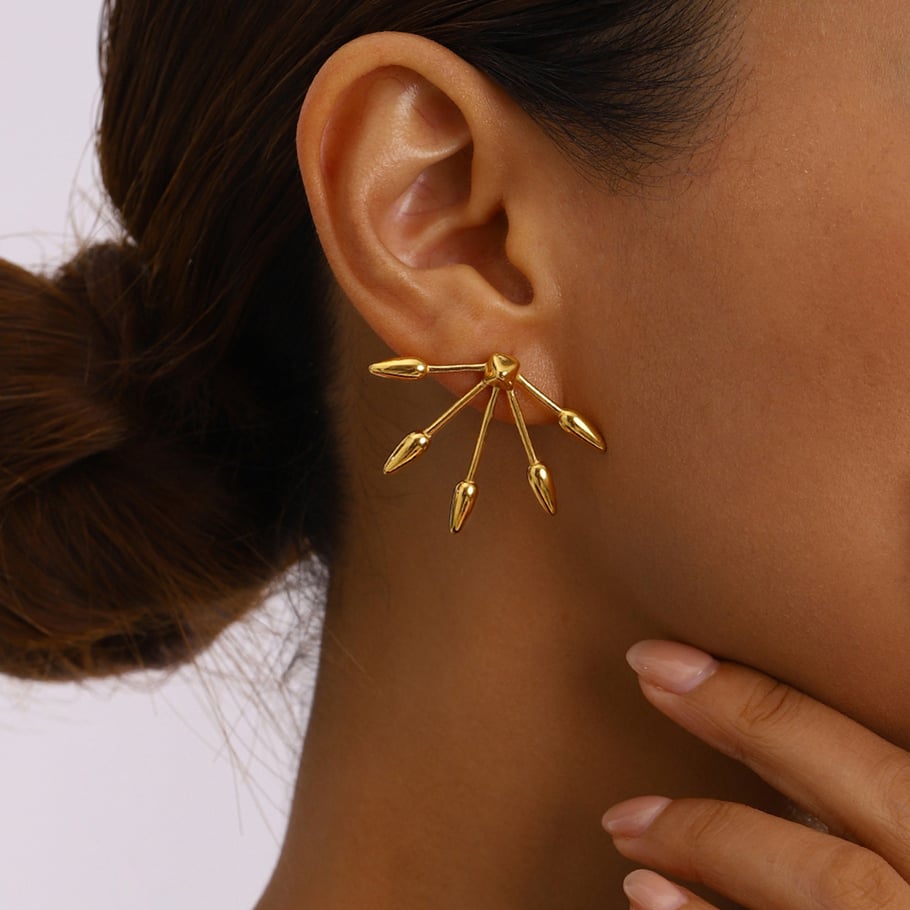 1 Pair Simple Series ins style line Stainless Steel 18K Gold Plated Women Stud Earrings Picture5