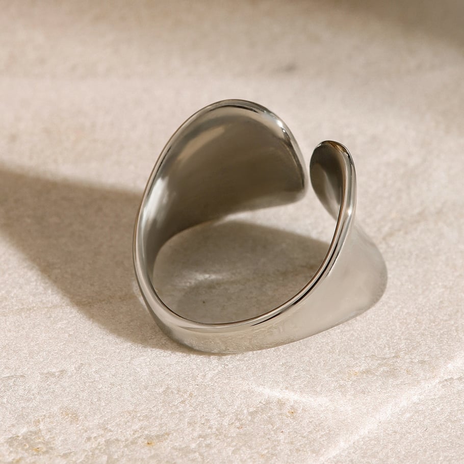 1 par de anillos ajustables para mujer de acero inoxidable chapado en oro de 18 quilates con diseño geométrico simple. h5Imagen4