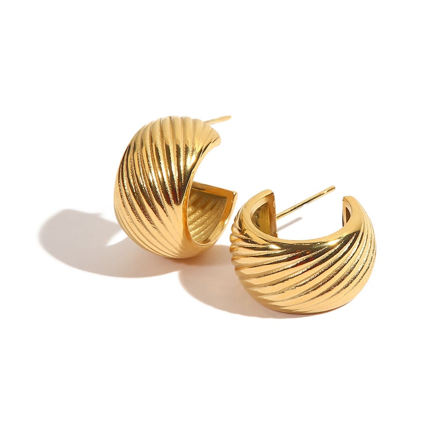 1 Pair Classic Light-luxury Style Solid Color Ring Shape Stainless Steel 18K Gold Plated Women's Hoop Earrings Picture5