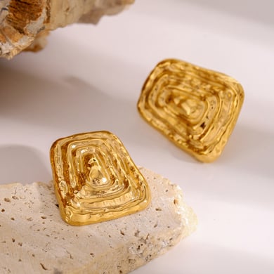 1 Paar Simple Series Retro Geometrische Edelstahl 18K vergoldet Damen Ohrstecker h5 Bild4