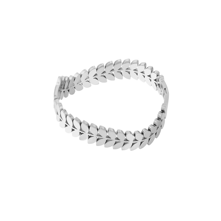1 Stück Simple Series Natürliche Pflanzen Edelstahl Gold Farbe Damen Armreifen Bild8