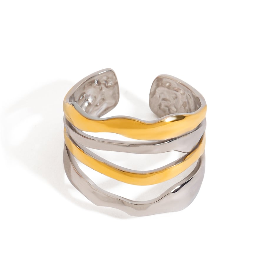 Anillos individuales para mujer de acero inoxidable color dorado, serie simple, estilo Ins, 1 pieza Imagen5
