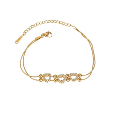 Bracelet à breloques simple en acier inoxydable plaqué or 18 carats pour femme, série romantique, 1 pièce h5 Image4