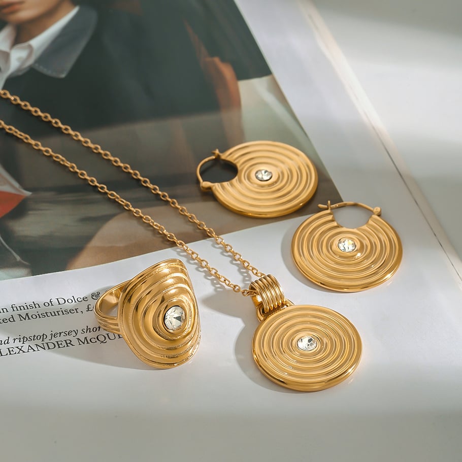 1 Stück Luxuriöse Serie Europa und Amerika Runde Edelstahl Gold Farbe Damen Anhänger Halsketten Bild7