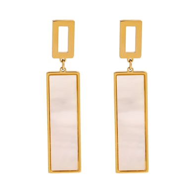 1 Pair Simple Series Classic Geometric Artificial Pearl 18K Gold Plated Shell Women Drop Earrings h5 Picture6