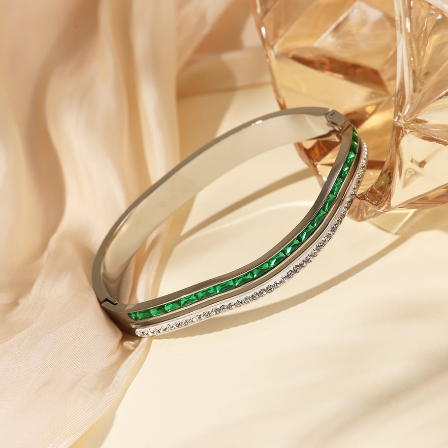 1 Piece Sophisticated Series Retro Strip Double-layers Stainless Steel Gold Color Women's Bangles Picture6