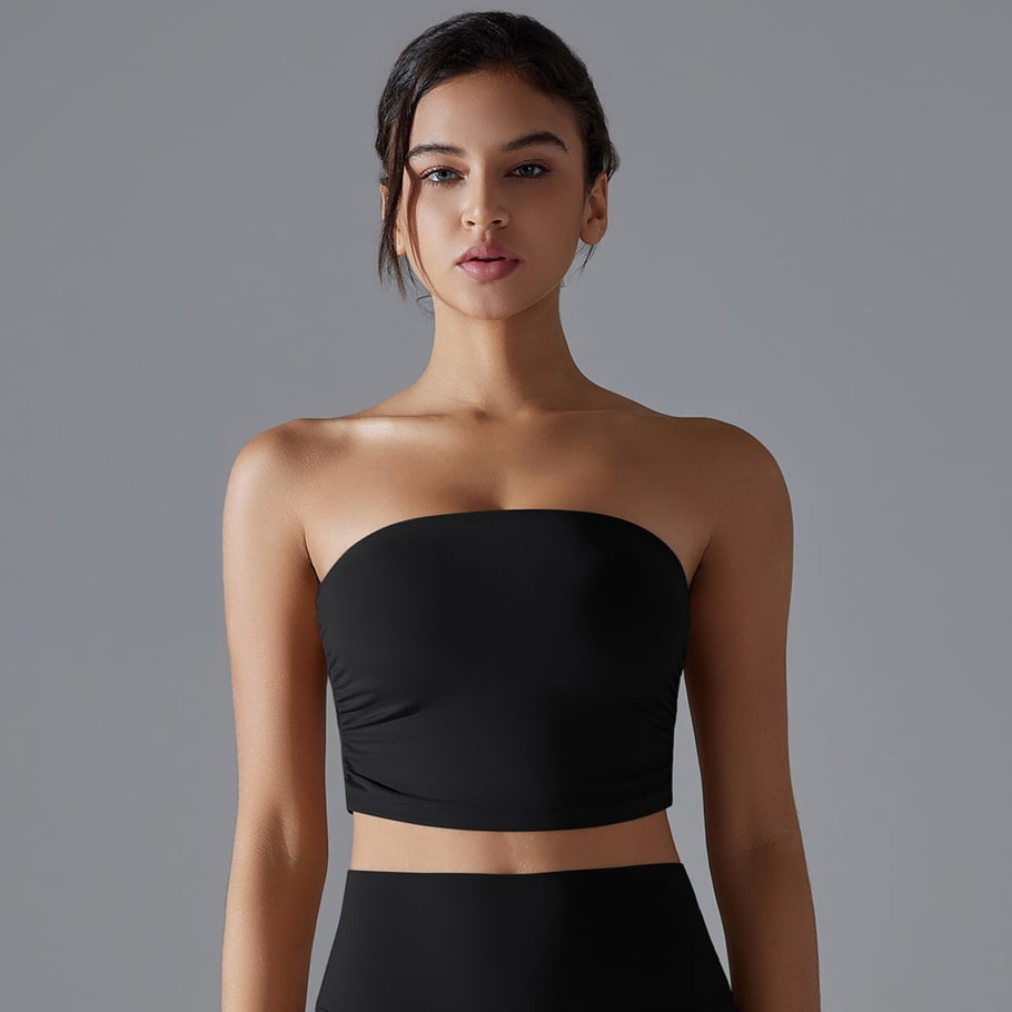 1 Piece Design Solid Color Yoga Wear Top Ruched Sheath Women's Sport Clothing Picture4
