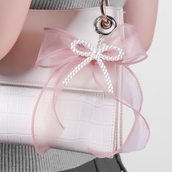 1 Piece Romantic Series Sweet Bow Knot Organza Artificial Pearl Women's Bag Charms