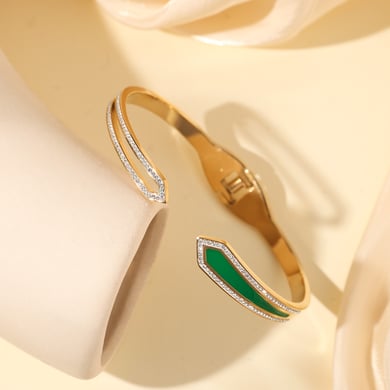 1 Piece Simple Series Elegant Geometric Stainless Steel   Gold Color  Women's Bangles h5 Picture6