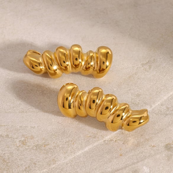 1 Pair Simple Series Casual Geometric Stainless Steel 18K Gold Plated Women Stud Earrings