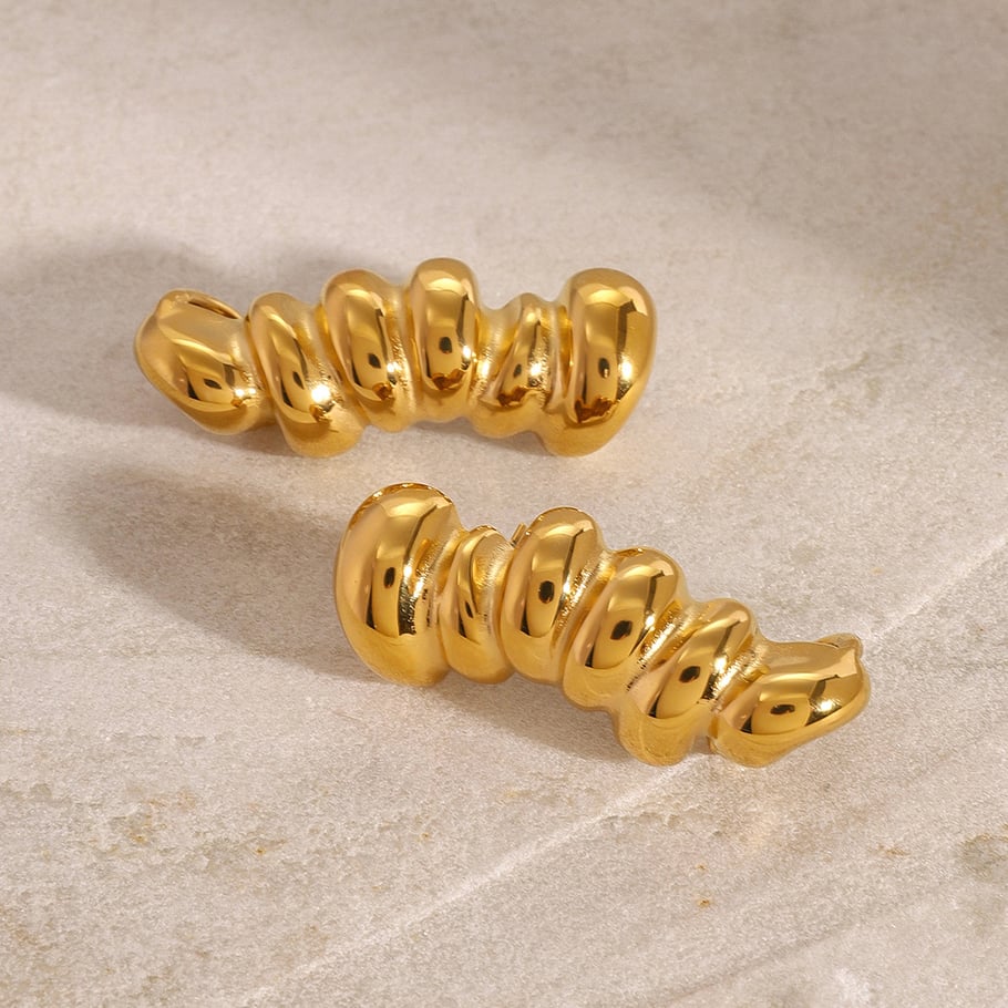 1 Pair Simple Series Casual Geometric Stainless Steel 18K Gold Plated Women Stud Earrings Picture3