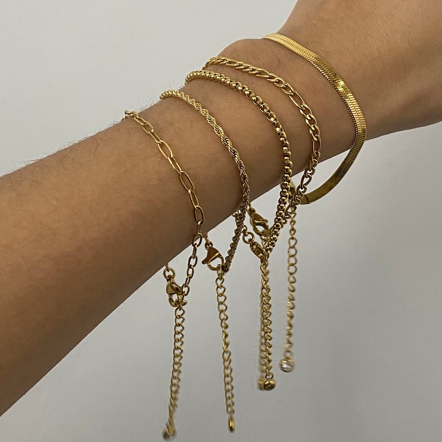 1 Piece Simple Series Europe and America line Stainless Steel 18K Gold Plated Women Chain Bracelets Picture4