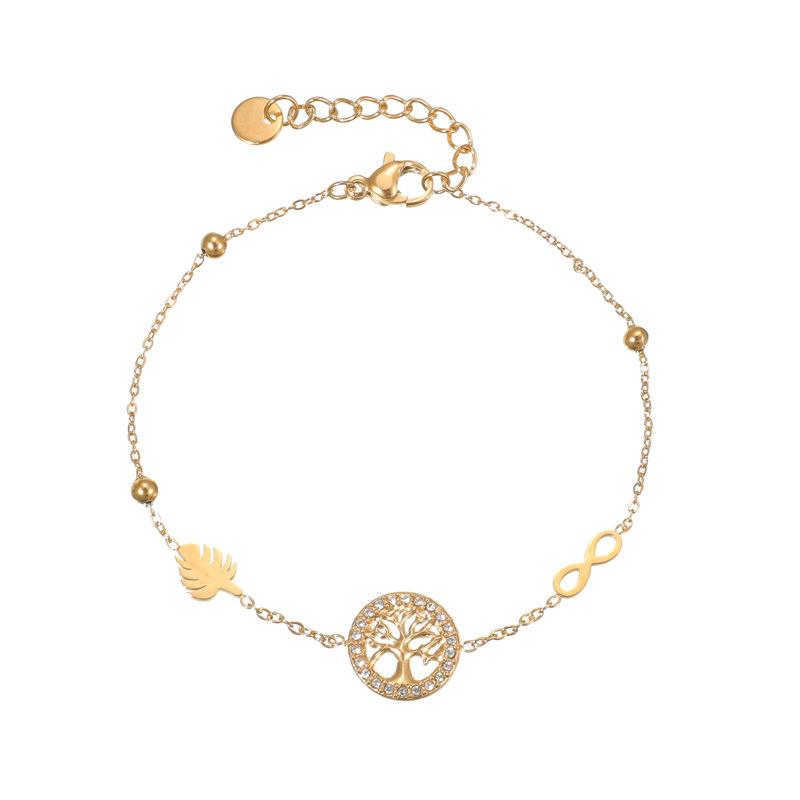 Bracelet à breloques géométrique en acier inoxydable plaqué or 18 carats pour femme, série simple, mignon et géométrique Image5