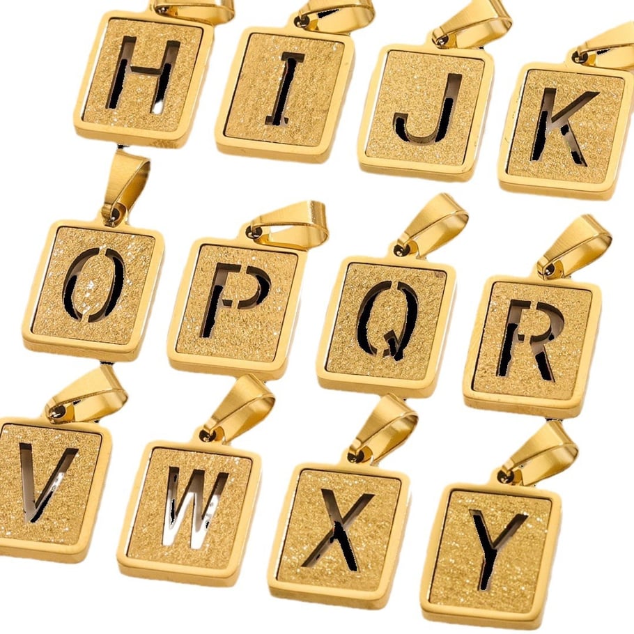 1 Paar Simple Series Simple Letter Titanstahl 18 Karat vergoldete Unisex-Anhänger Bild5