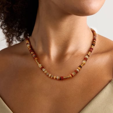 1 Stück Ethnische Serie Retro Perlen Edelstahl 18K vergoldet Kristall Frauen Perlen Halsketten h5 Bild4