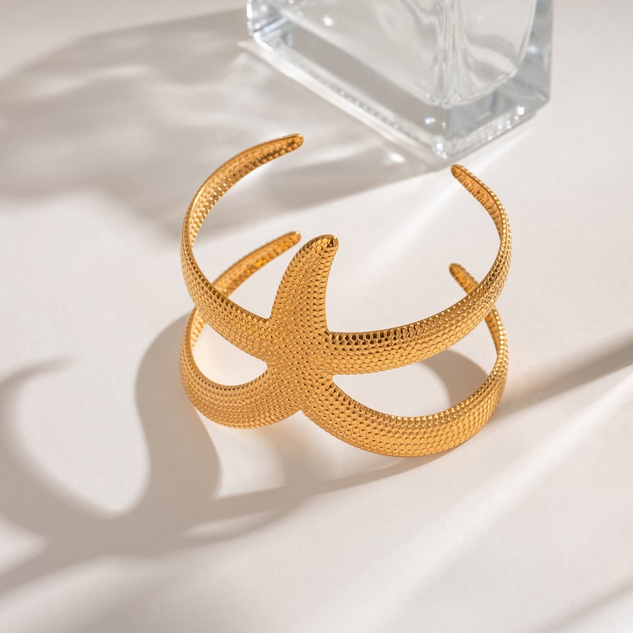 1 Piece Simple Series Elegant starfish Stainless Steel 18K Gold Plated Women Bangles Picture4