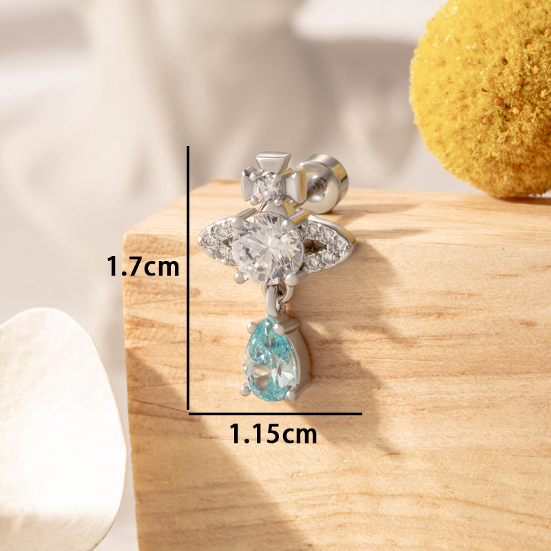 1 Pair Simple Series Simple Droplet Titanium Steel No Plating Material Zircon Women's Stud Earrings Picture7