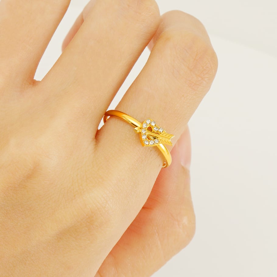 1 par de anillos abiertos de diamantes pequeños para mujer, de moda femenina, de acero de titanio de alta calidad, anillo de dedo índice con flecha de Cupido, anillo ajustable para mujer Imagen7