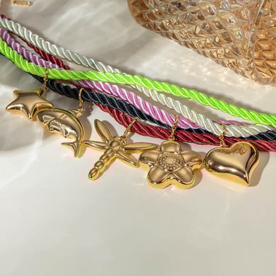 Collier pendentif dauphin brillant en acier inoxydable or 18 carats personnalisé transfrontalier Amazon, corde épaisse noire, vente en gros de bijoux h5 Image3