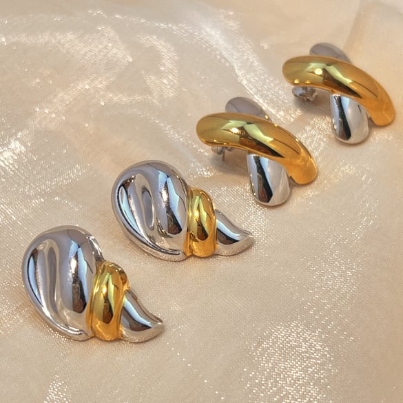 1 paio di orecchini a bottone da donna in acciaio inossidabile color oro con tartaruga retrò della serie semplice 2