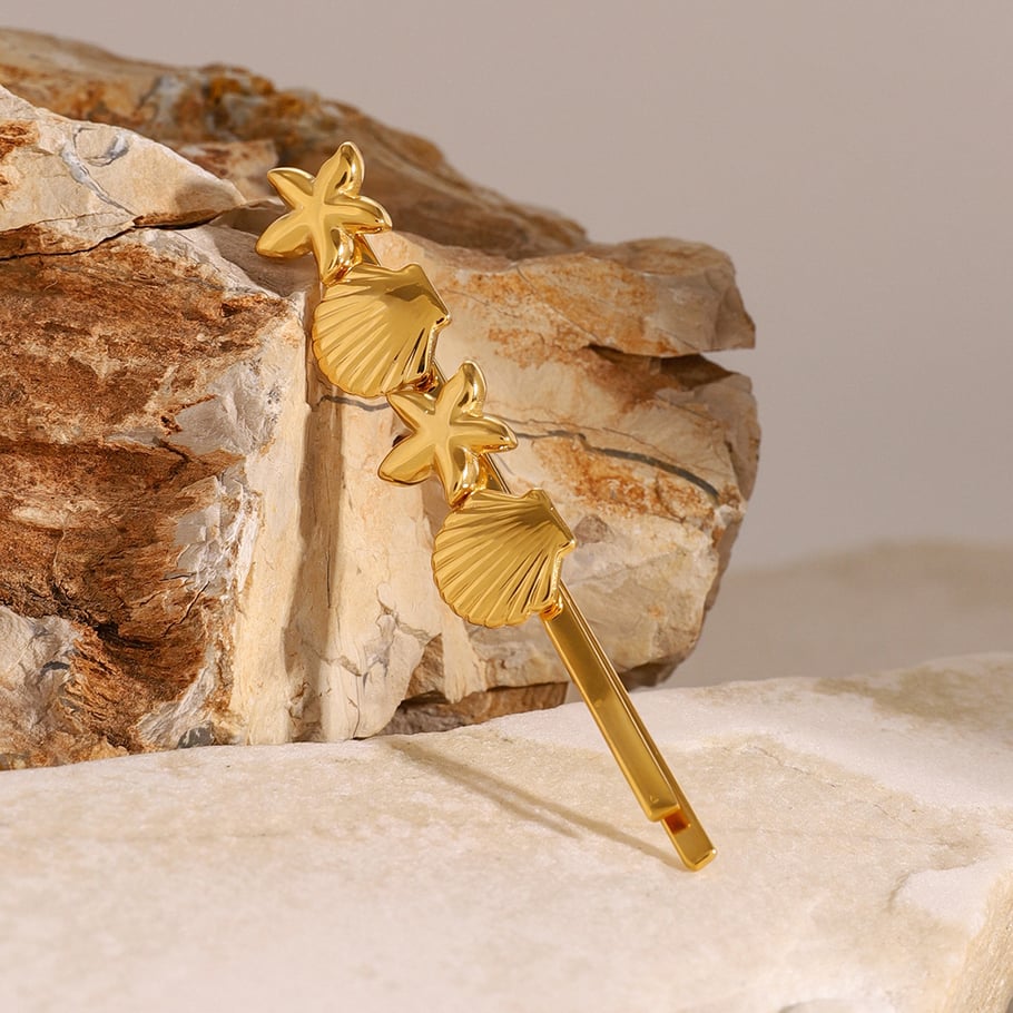 1 Pair Simple Series ins style Turtle Stainless Steel 18K Gold Plated Women Hair Clips Picture5