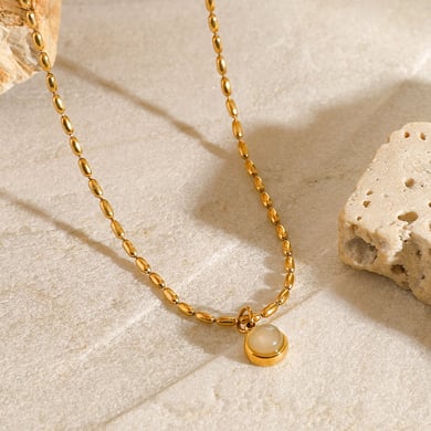 1 Piece Simple Elegant Style Geometric Stainless Steel 18K Gold Inlay Artificial Gemstones Women's Pendant Necklace h5 Picture5