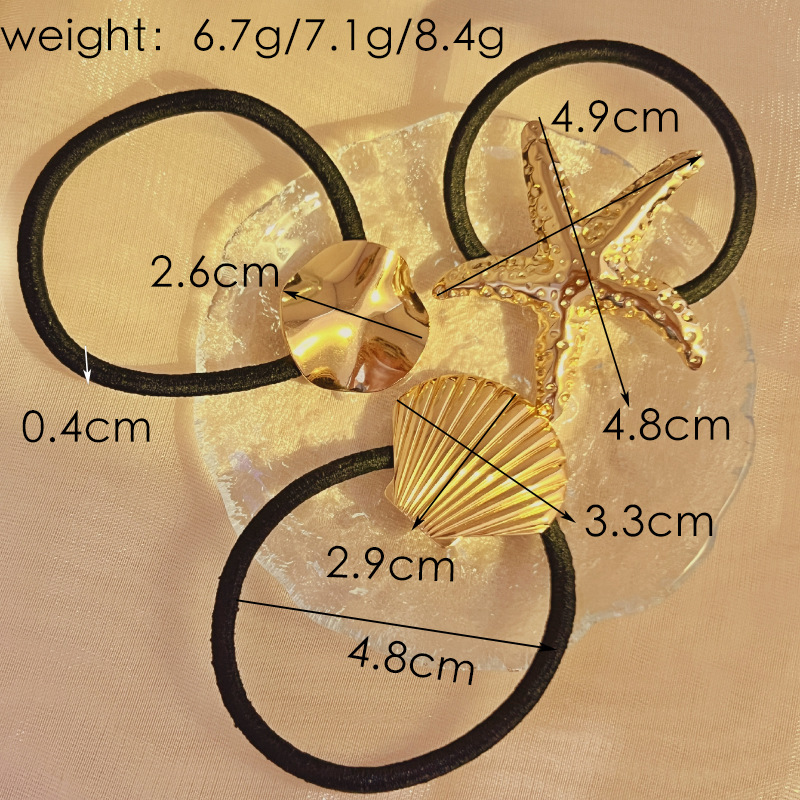 1 Stück Simple Series Retro Turtle Edelstahl Goldfarben Damen Haargummis Bild5