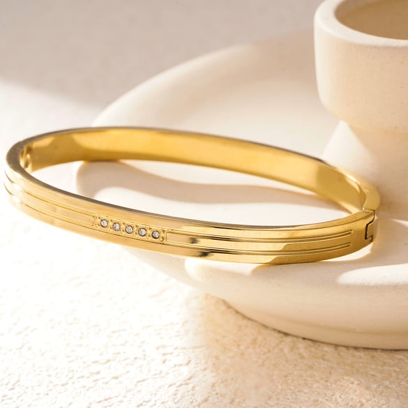 1 Piece Minimalist Series Classic Solid Color Stainless Steel Gold Color Women's Bangles 2