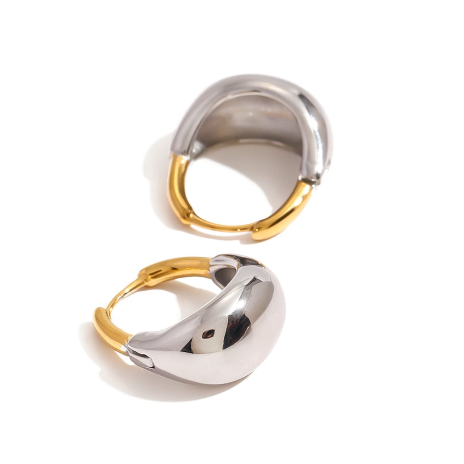 1 Paar romantische Serie lässig ringförmige Edelstahl 18 Karat vergoldet Frauen Creolen Bild6