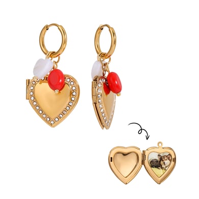 1 Pair Romantic Series Elegant Sweet Heart Stainless Steel Natural Stone Gold Color Women's DIY Drop Earrings h5 Picture6