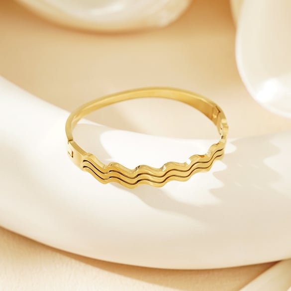 Braccialetti da donna in acciaio inossidabile color oro con striscia giornaliera, serie semplice, 1 pezzo 2