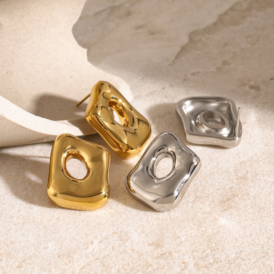 europäischen und amerikanischen klassischen neuen stil high-grade pony  gold edelstahl spezielle-förmigen hohl ohrringe schmuck  Bild3