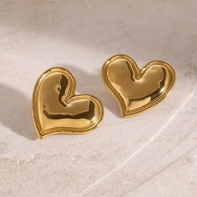 1 Pair Simple Series Sweet Heart Stainless Steel 18K Gold Plated Women Stud Earrings h5 Picture4