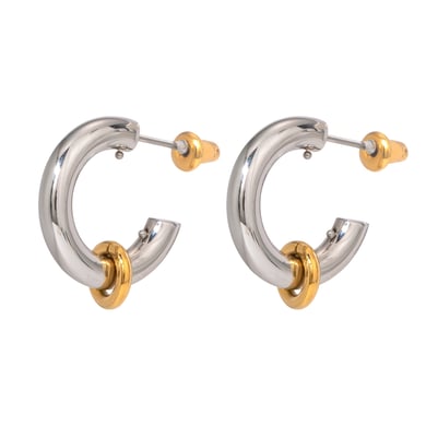 1 Pair Simple Series Simple Geometric Stainless Steel 18K Gold Plated Women Hoop Earrings h5 Picture8