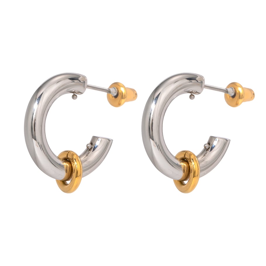 1 Pair Simple Series Simple Geometric Stainless Steel 18K Gold Plated Women Hoop Earrings Picture8