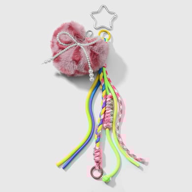 1 Piece Sweet Plush Heart Beaded Bow Bag Charms h5 Picture9