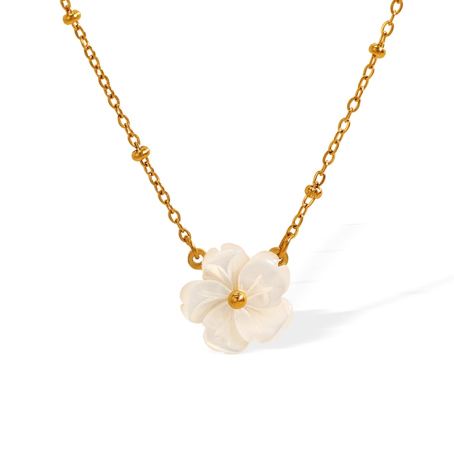 1 Piece Classic Series Elegant Flower Titanium Steel   Gold Color  Women's Pendant Necklaces Picture6
