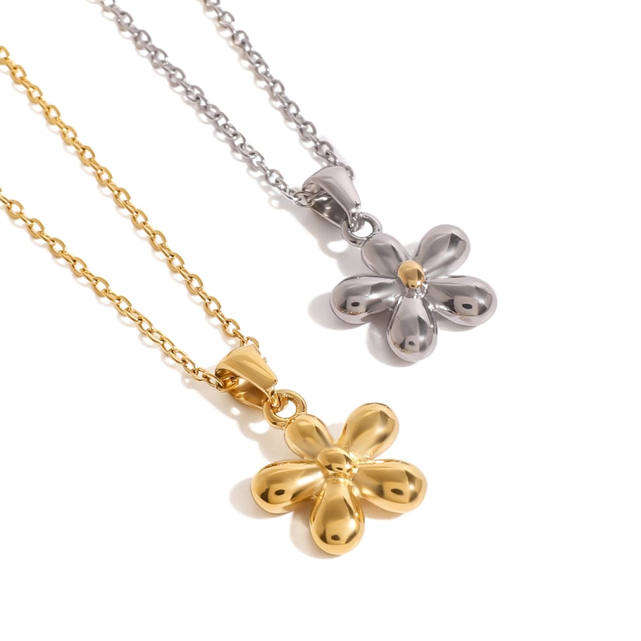 1 Stück Simple Series Sweet Flower Edelstahl 18 Karat vergoldet Damen-Halsketten mit Anhänger Bild5
