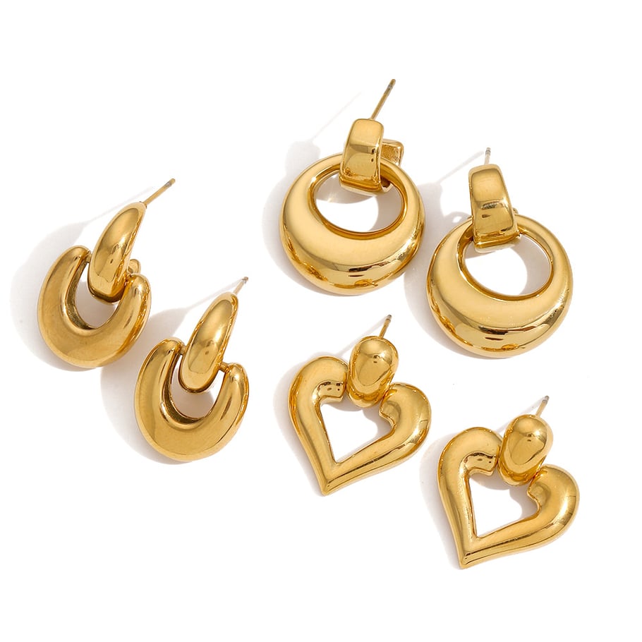 1 Paar geometrische Retro-Ohrstecker der Simple Series, 18 Karat vergoldet Bild5