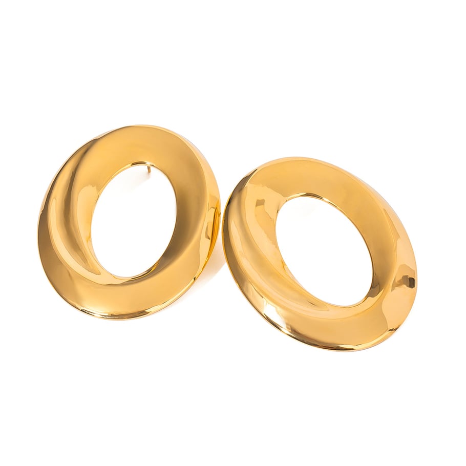 1 Pair Simple Series Daily Geometric Stainless Steel 18K Gold Plated Women Stud Earrings Picture5