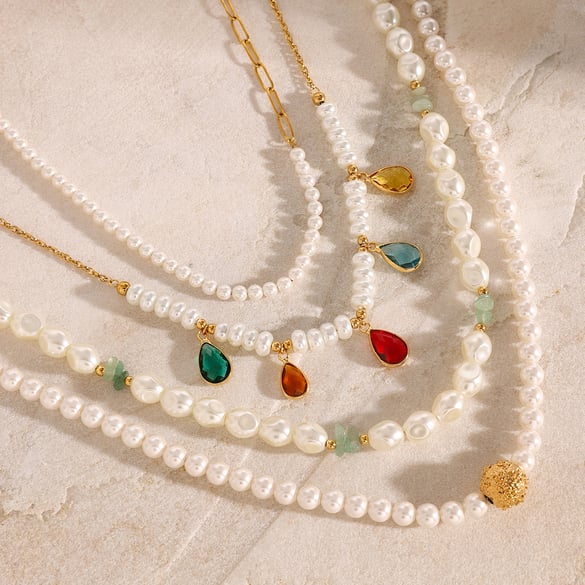 1 pezzo semplice serie elegante perline in acciaio inossidabile placcato oro 18 carati perle donne collane di perline