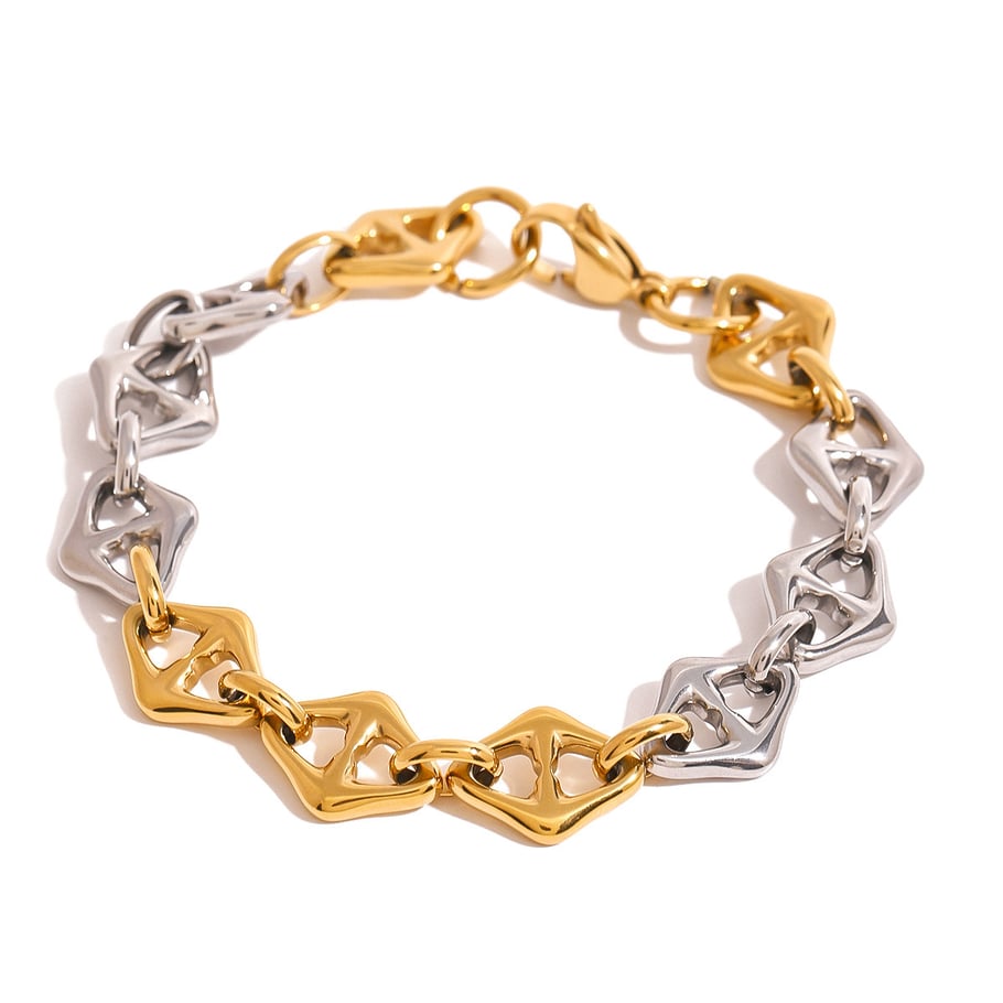 1 Piece Simple Series Casual Geometric Stainless Steel 18K Gold Plated Women Chain Bracelets Picture6