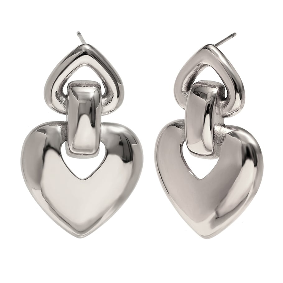 1 Pair Romantic Series Sweet Love/Heart Shape Stainless Steel   Gold Color  Women's Drop Earrings Picture10