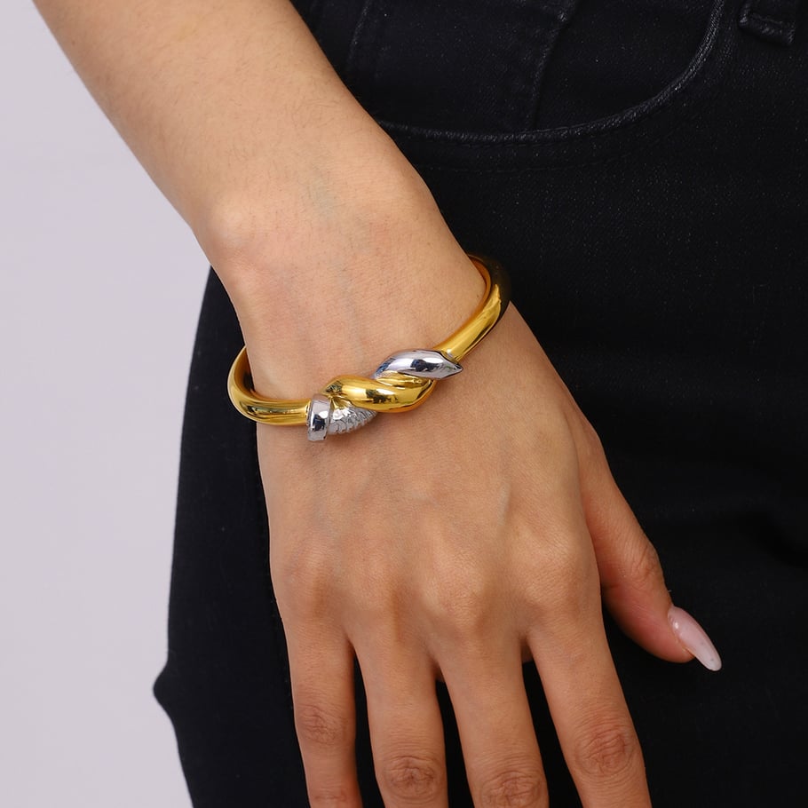 1 Stück Simple Series Original Design Gemischte Farben Edelstahl Goldfarben Damen Armreifen Bild10