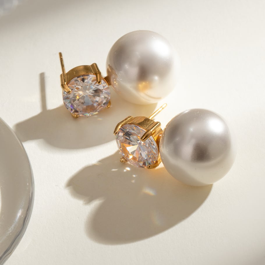 1 Pair Simple Series Elegant Geometric Stainless Steel 18K Gold Plated Artificial Pearl Women Stud Earrings Picture4