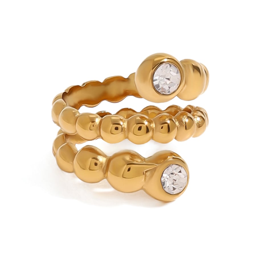 1 Paar einfache Serie elegante ringförmige Edelstahl 18 Karat vergoldet Strass Damen Einzelringe Bild9