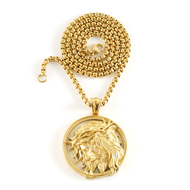 1 Piece Golden Color 3D Relief women's Unisex Necklace Picture4