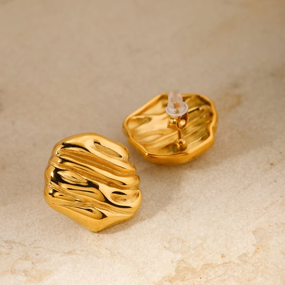 1 Paar Simple Series Einfache, einfarbige Ohrstecker aus Edelstahl mit 18 Karat Goldbeschichtung für Damen 2