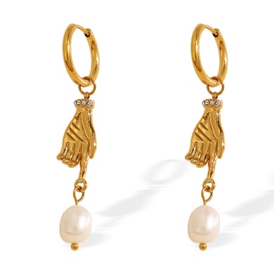 1 Pair Simple Series Simple Geometric Stainless Steel 18K Gold Plated Artificial Pearl Women Drop Earrings h5 Picture5