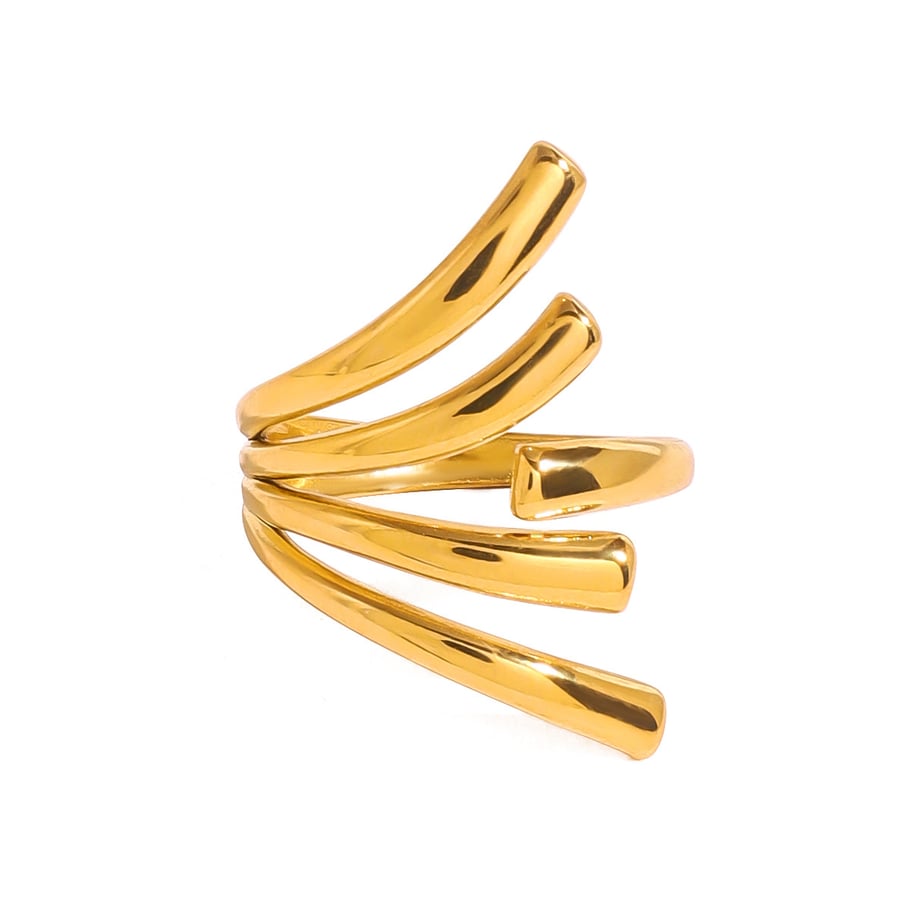 1 Piece Simple Fashionable Style Irregular Line Shape Stainless Steel 18K Gold Plated Women's Adjustable Ring Picture5